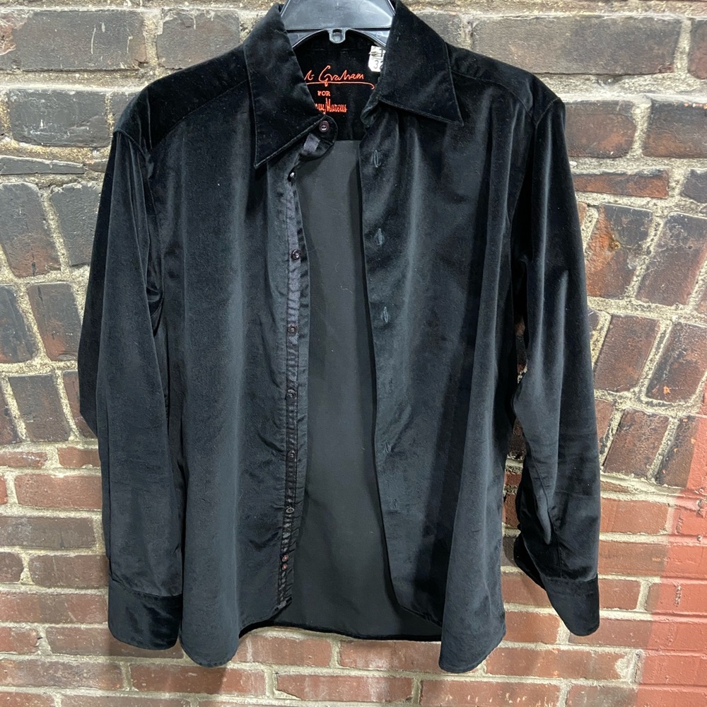 Black Velvet button down long sleeve shirt men’s size small